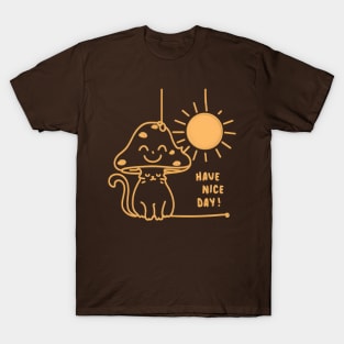 Cat wearing funny mushroom hat T-Shirt